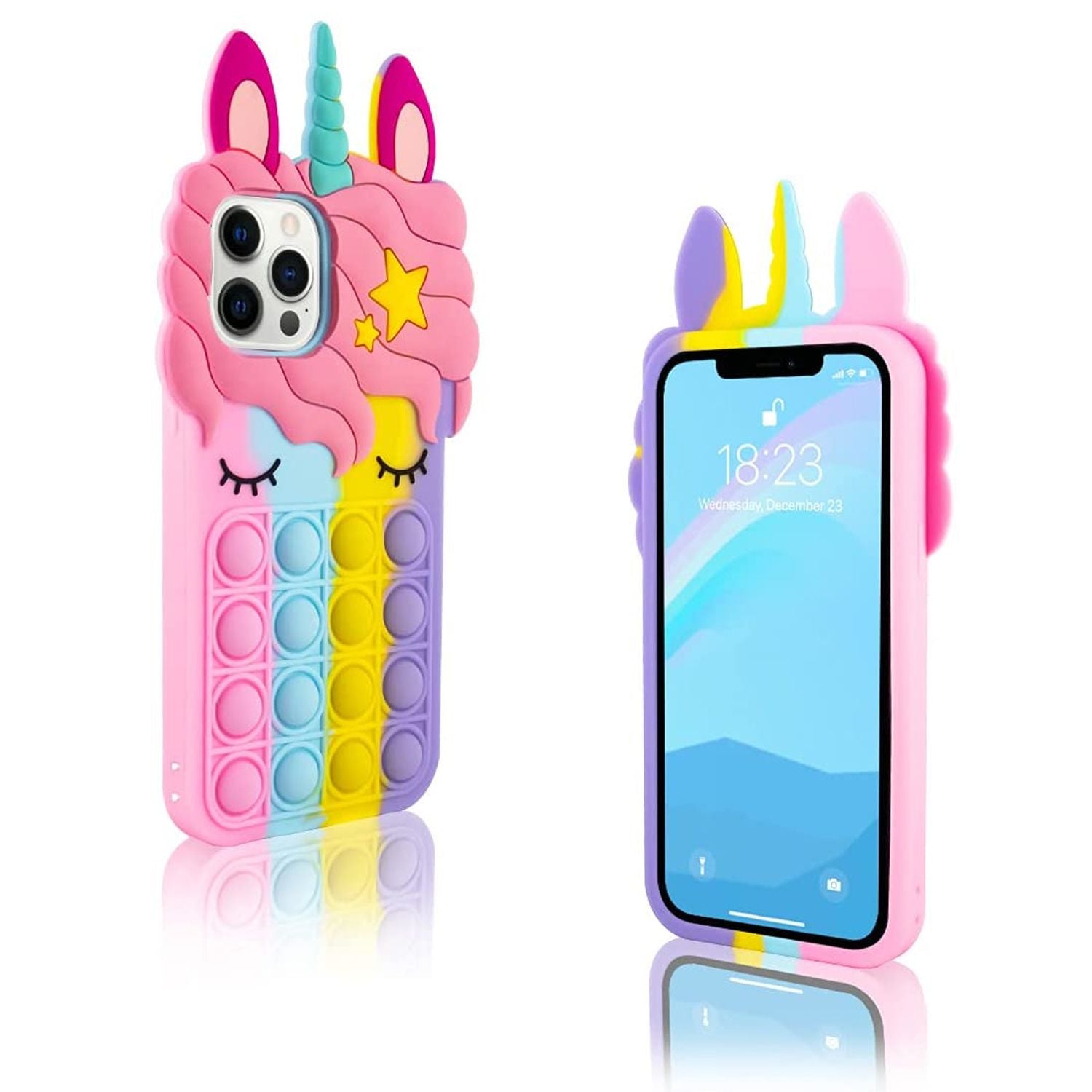 Push Pop Unicorn Bubble Fidget Toys Game Stress Relief case